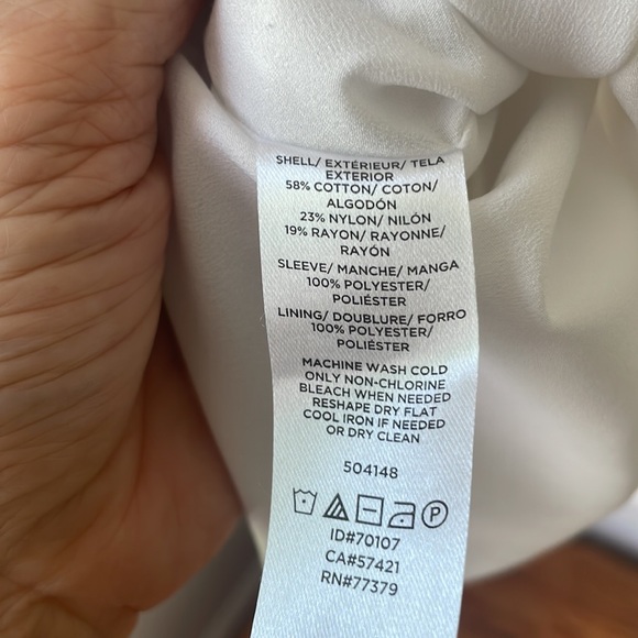 LOFT XS White Flutter Sleeve Blouse with Lace Overlay - Picture 5 of 6